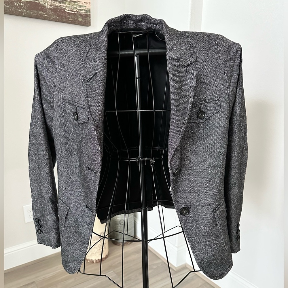 Talbots Ladies 8P Wool Blend Grey Tweed Look Classic Quality Blazer - Picture 6 of 6